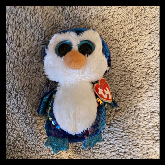 NWT•TY BABY FLIPPABLES PENGUIN PAYTON WITH SEQUINS - Picture 1 of 13